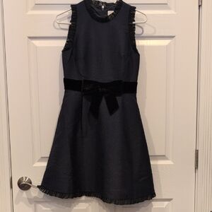 NWOT Elegant Navy Blue Dress with Velvet Accents